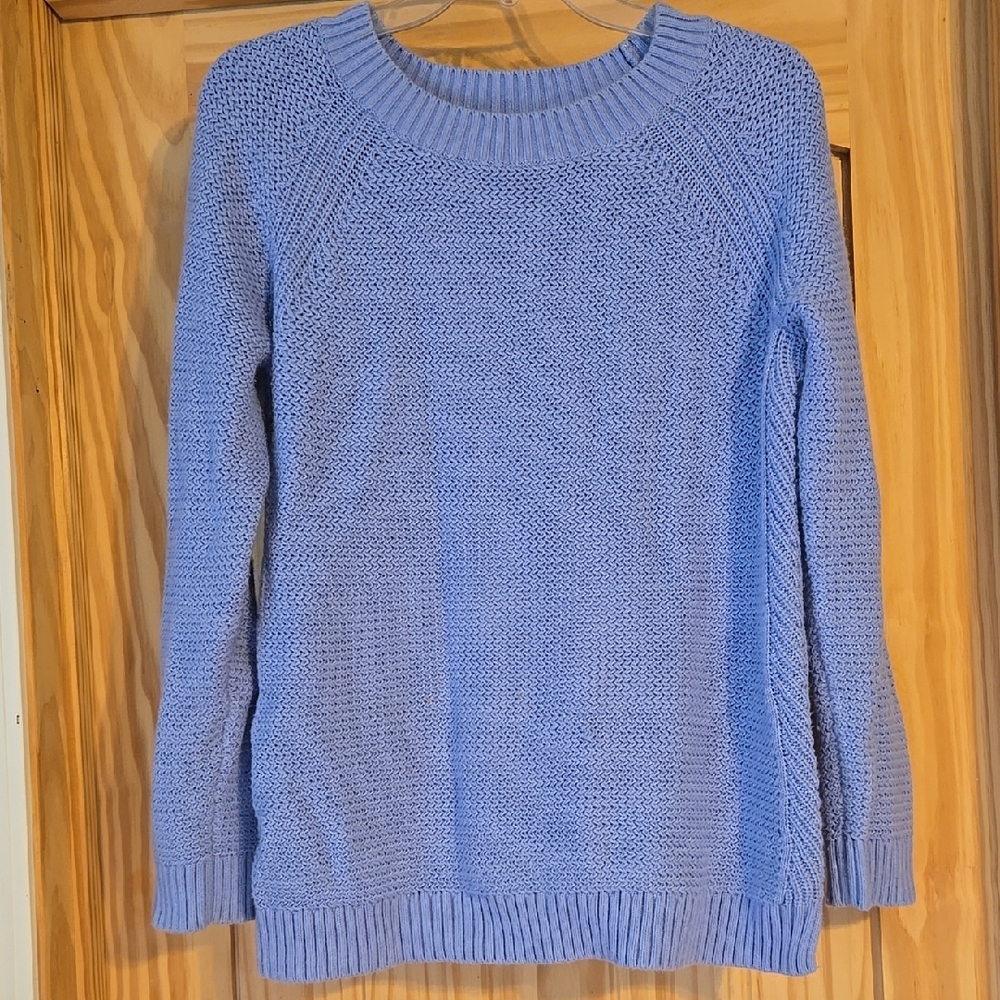 Talbots Blue Crew Neck Sweater Textured Knit